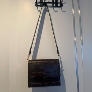 JW PEI Burgundy Croco-embossed Crossbody Bag